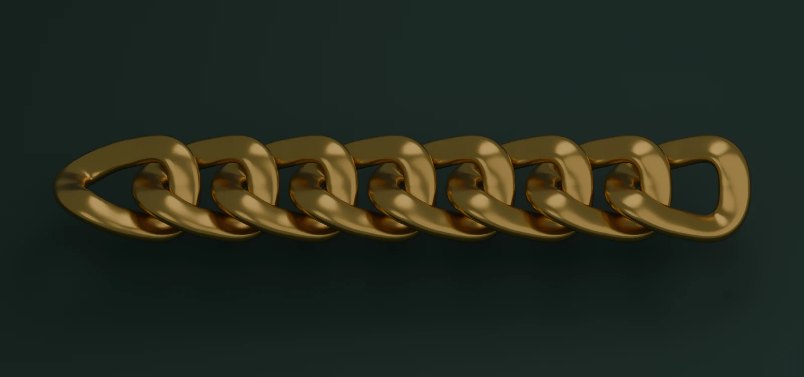 Rendu 3D d’une chaîne à maille cubaine dorée réalisée avec PrivauriCAD